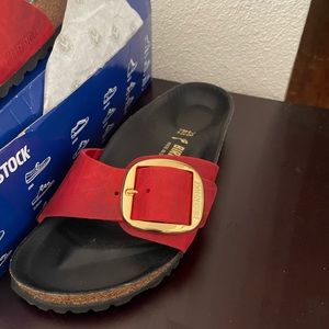 Birkenstock Madrid Big Buckle in Fire Red